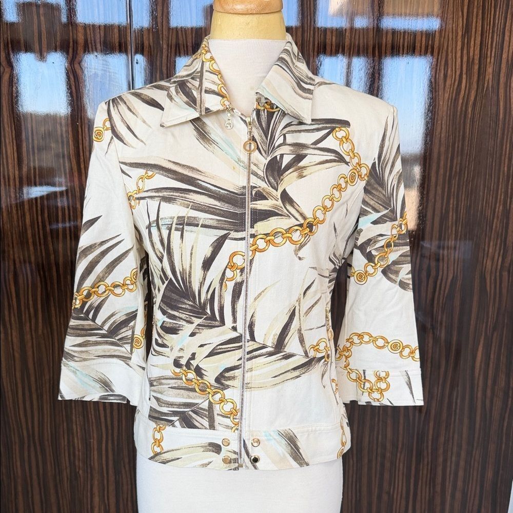 Tropical Print Zip-Up Jacket - Picture 1 of 9